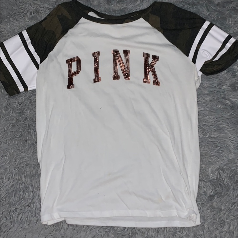 PINK Bling and Camo Tee